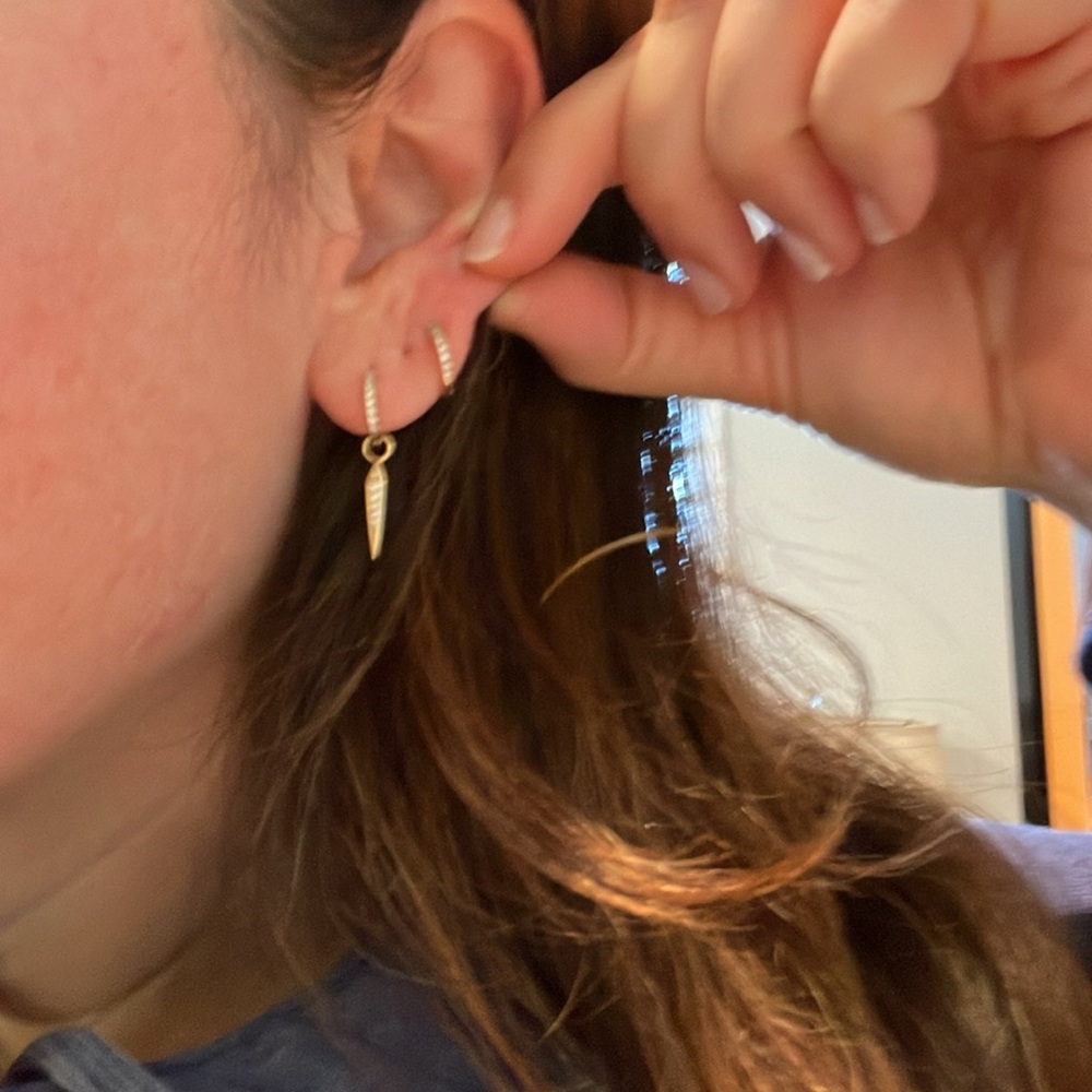 Waekura mini creole earrings with charms from Le Bon Marché in Paris. - Picture 2 of 7